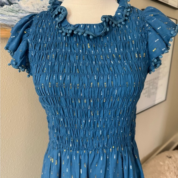 Sea New York Dresses & Skirts - Sea NY blue dress with metallic flecks and ruffled collar